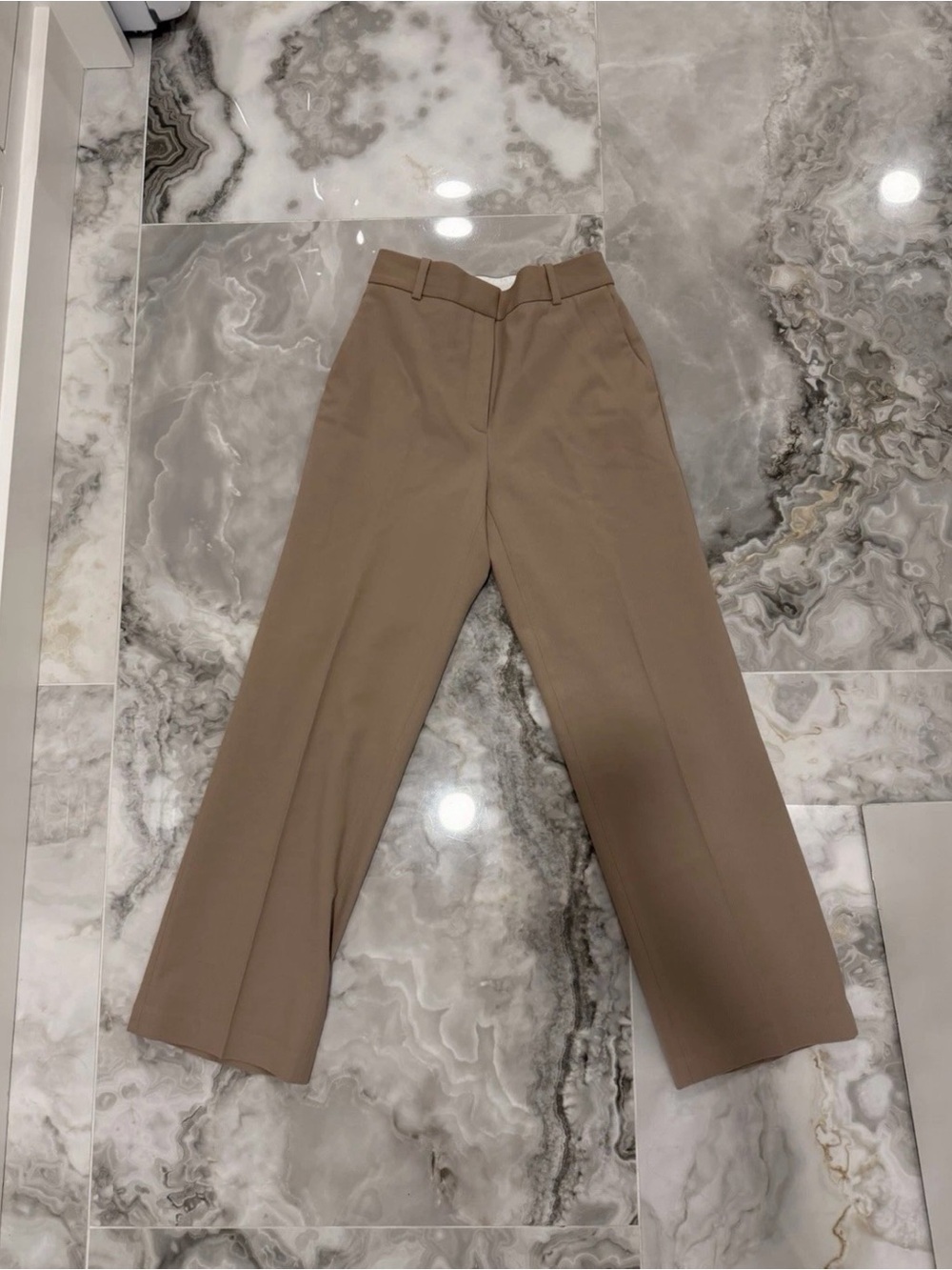 Babaton Beige High-Waist Tailored Pants
